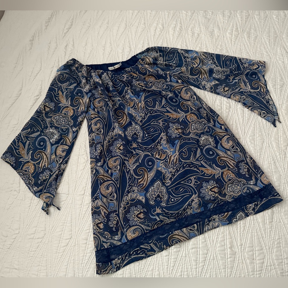 Alice + Olivia Navy and Brown Paisley dress